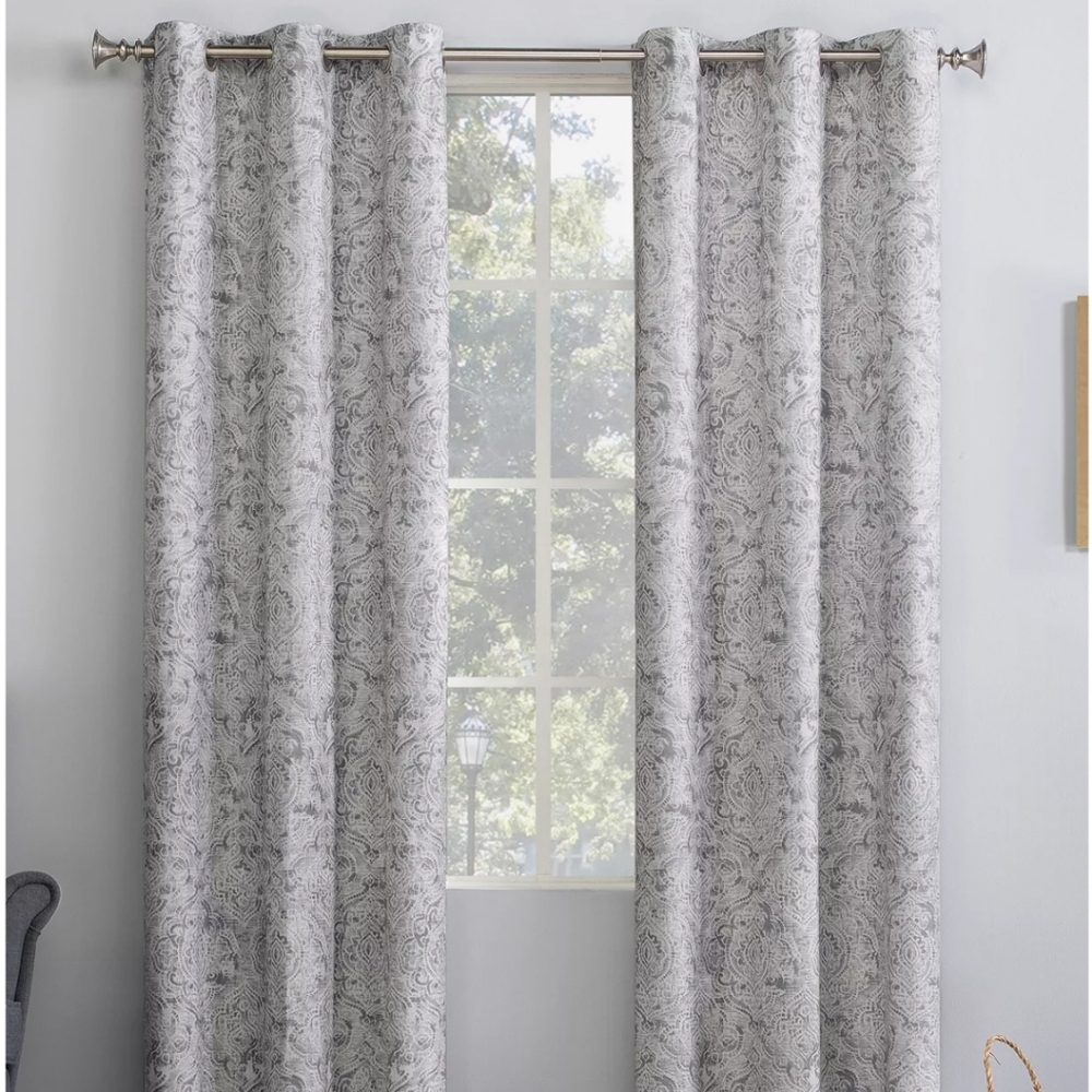 NO. 918Kenji 40" x 84" Medallion Print Fleece Insulated Draft Shield Curtain Pa